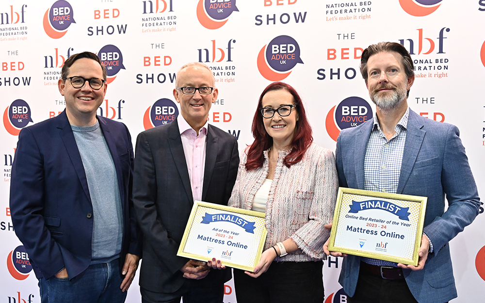 The Sleep Geek, Sharon Robson and Steve Adams being awarded for being an NBF 2023 finalist